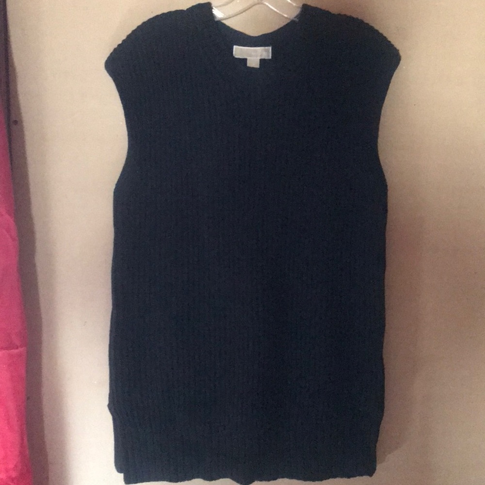Black knit sleeveless Michael Kors sweater.